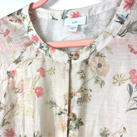 Floral Duster Cardigan Linen Blend Sheer Jacket Lightweight Layer XL J. Jill - Picture 5 of 10